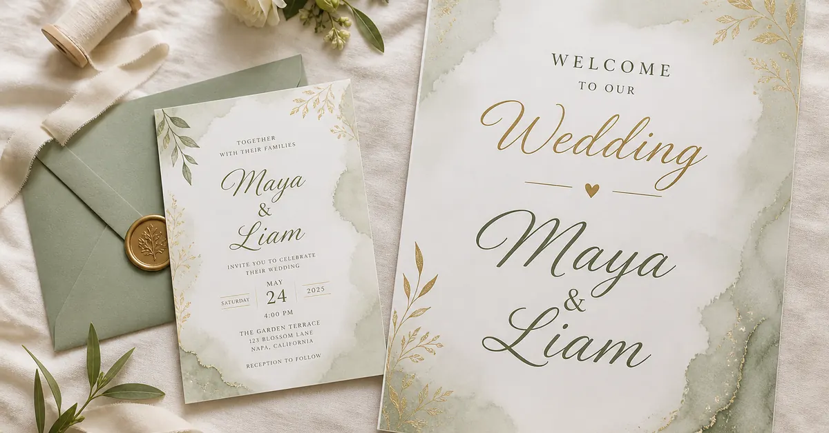 Matching Wedding Cards and Signs for a Cohesive Surrey Wedding Suite