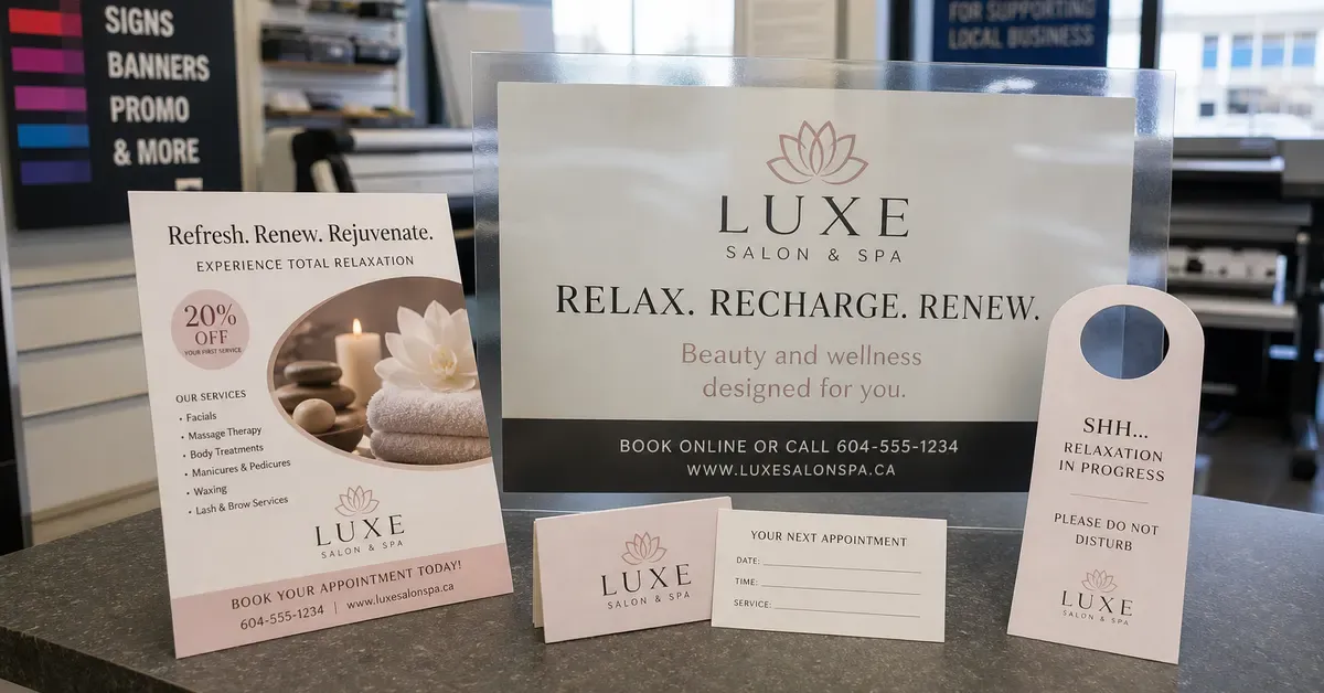 Fine Print Solution Surrey print samples for salon and spa marketing