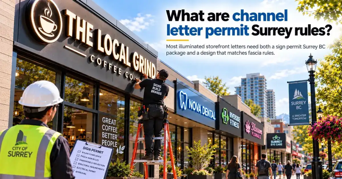 Channel letter install with City of Surrey sign permit checklist — what are channel letter permit Surrey rules